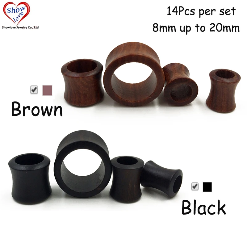 Showlove-14Pcs разноцветные двойные расклешенные органические сандаловые полые ушные