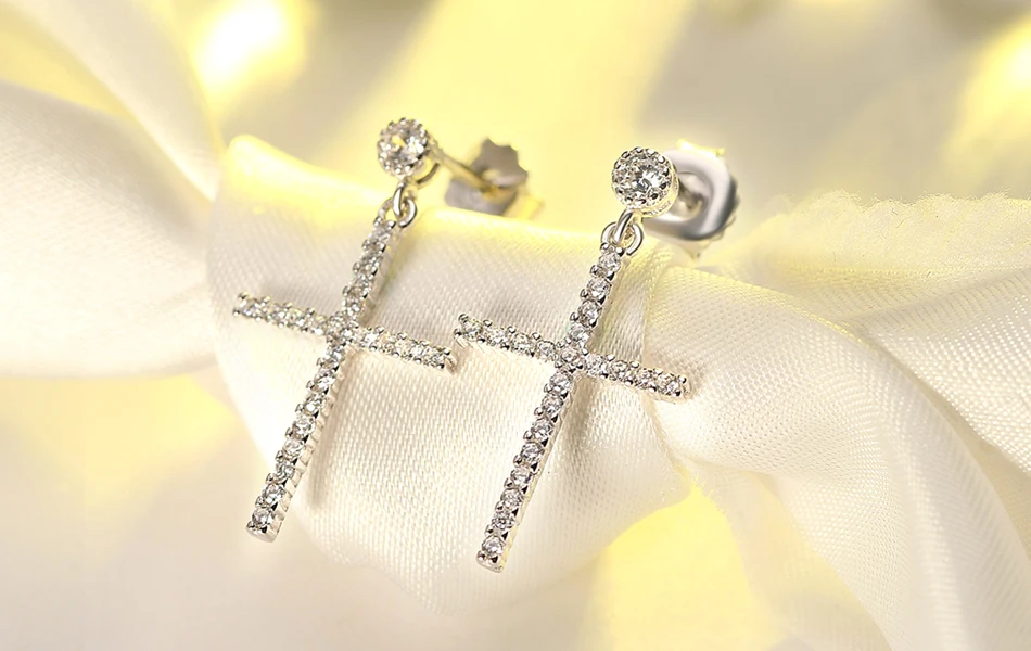 ORSA JEWELS, циркониевые серьги, чистое Стерлинговое Серебро для женщин/мужчин, настоящая 925 пробы, серебряные серьги-капли с крестиком, модное ювелирное изделие, SE37