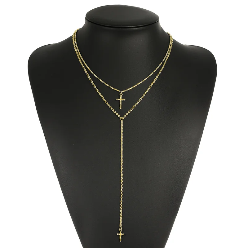 Style 13 Gold Маленькое золотое ожерелье с кулоном в виде Креста для женщин и девочек, мини-подвеска с подвеской золотого цвета, ювелирные изделия с распятием, христианские украшения - Окраска металла: Style 13 Gold
