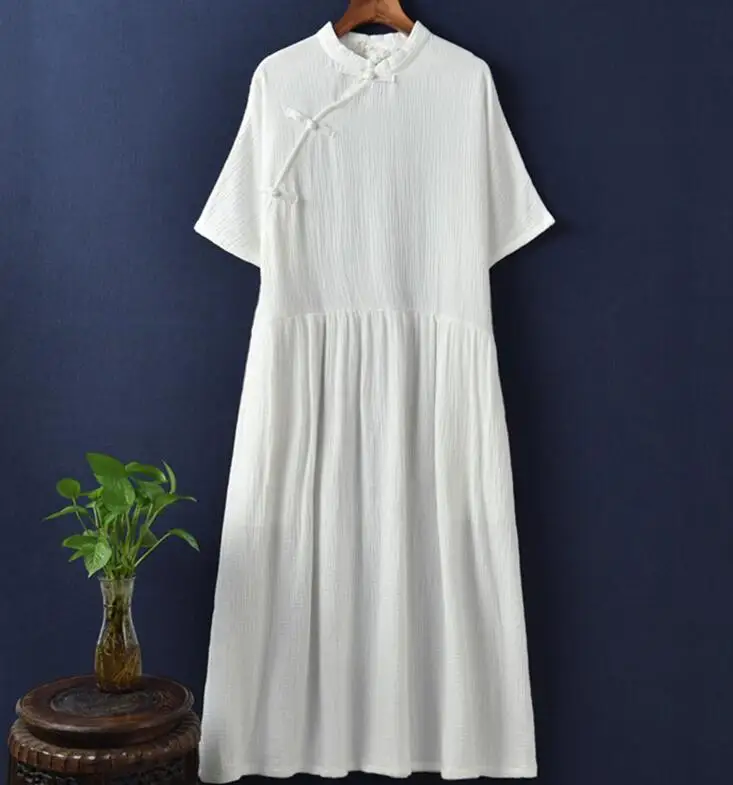 Женское платье-макси с воротником-стойкой рукавом до локтя | Женская одежда