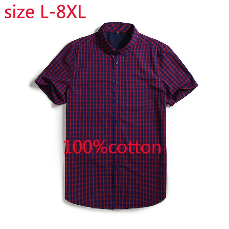 Мужская Повседневная рубашка в клетку большие размеры 2XL3XL4XL5XL6XL7XL8XL лето 2019 |