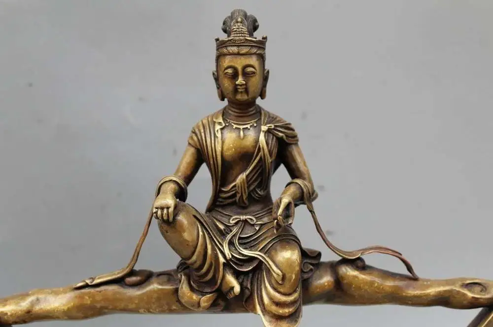 17 &quotКитай Китайский Бронзовый Сиденья Бесплатный Кван-инь Гуань Инь Бодхисаттвы