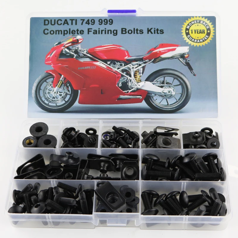 Black Подходит для Ducati 749 999 аксессуары для обтекателя мотоцикла Полный Комплект болтов обтекателя кузова шайба быстрая гайка OEM стиль сталь - Цвет: Black