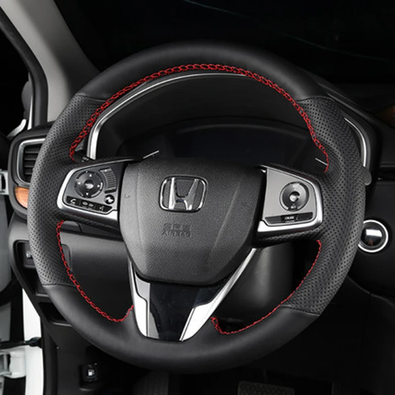 Для Honda CRV 2017 2018 автомобиль из искусственной кожи DIY ручная швейная Руль крышка