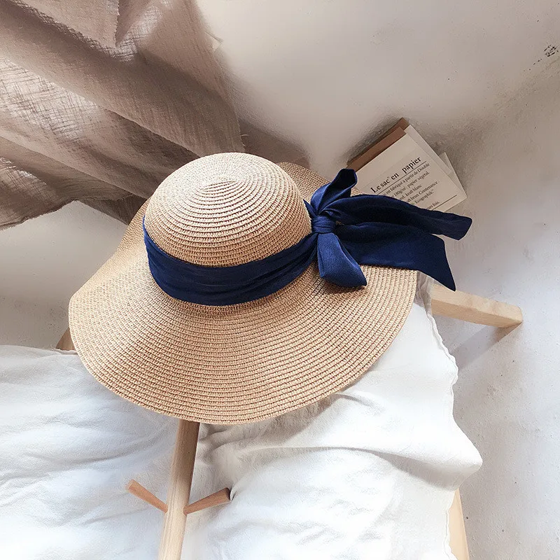 Однотонная Соломенная Панама женская летняя пляжная шляпа с козырьком Sombrero