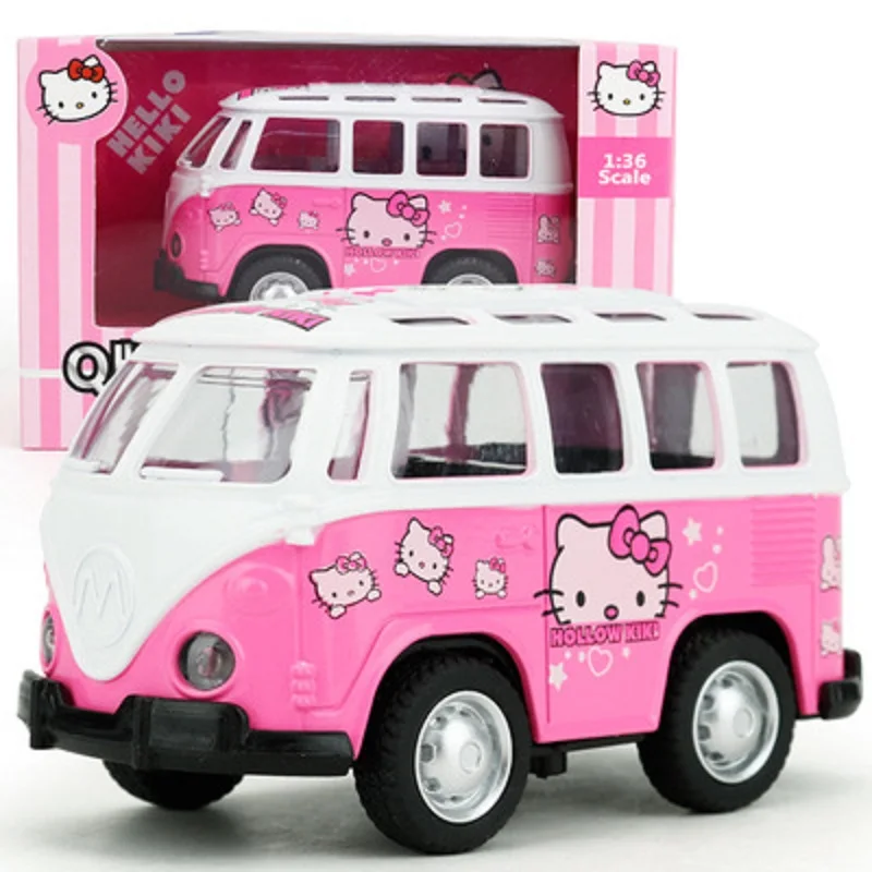 Q версия Kt hello kitty Милая мультяшная модель автомобиля из сплава розовый акусто