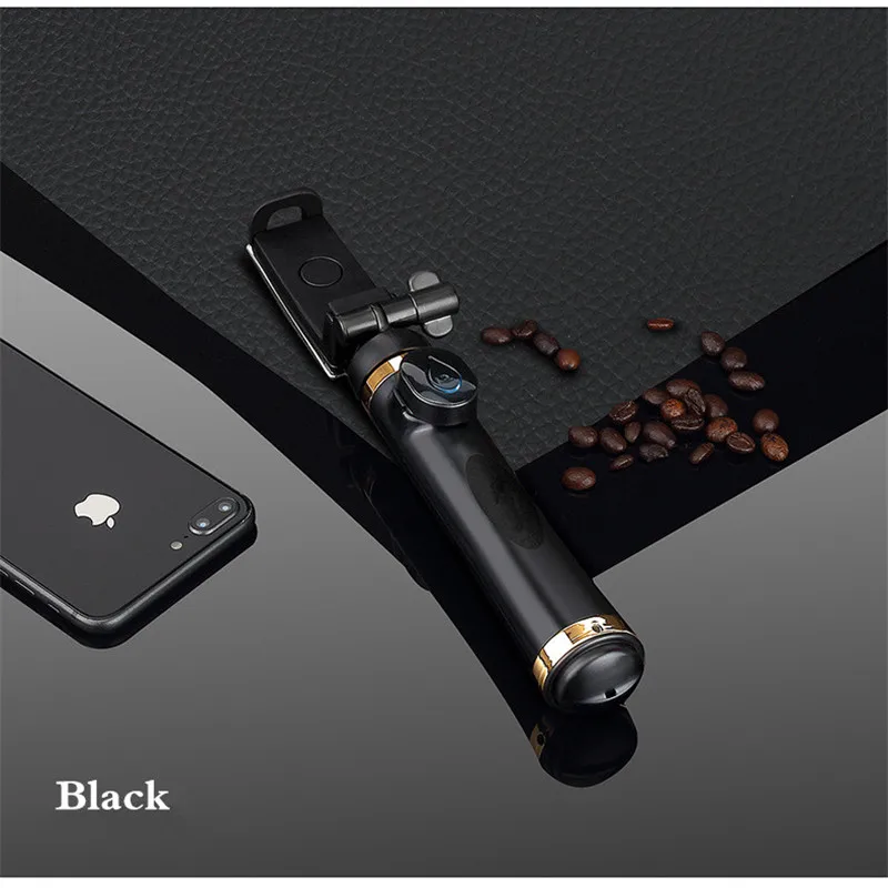 Black Выдвижная Bluetooth палка для селфи штатив с зеркалом для iPhone Android телефон Складная Алюминий сплав 360 вращения дистанционного штатив - Цвет: Black