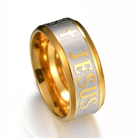jesus cross male ring gold color stainless steel rings for men religious christian finger jewelry anillos para hombre 2020 new