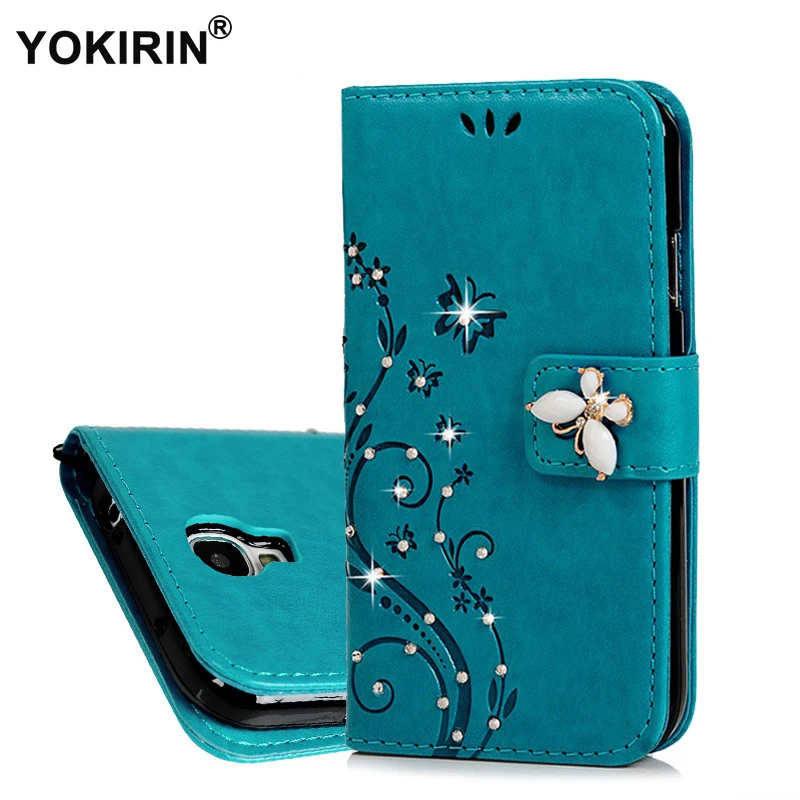 YOKIRIN для Samsung Galaxy S4 Bling Бумажник Чехол бабочка цветок со стразами PU кожаный чехол