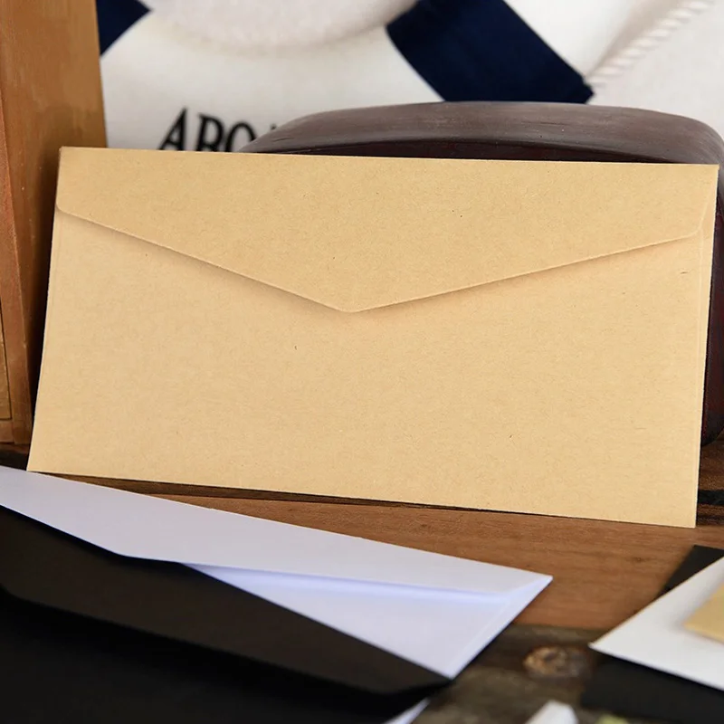 

Multi-purpose Large Blank Paper Envelopes Vintage 22x10.5cm Black White Kraft Letter Gift Card Stationery Document File Budget