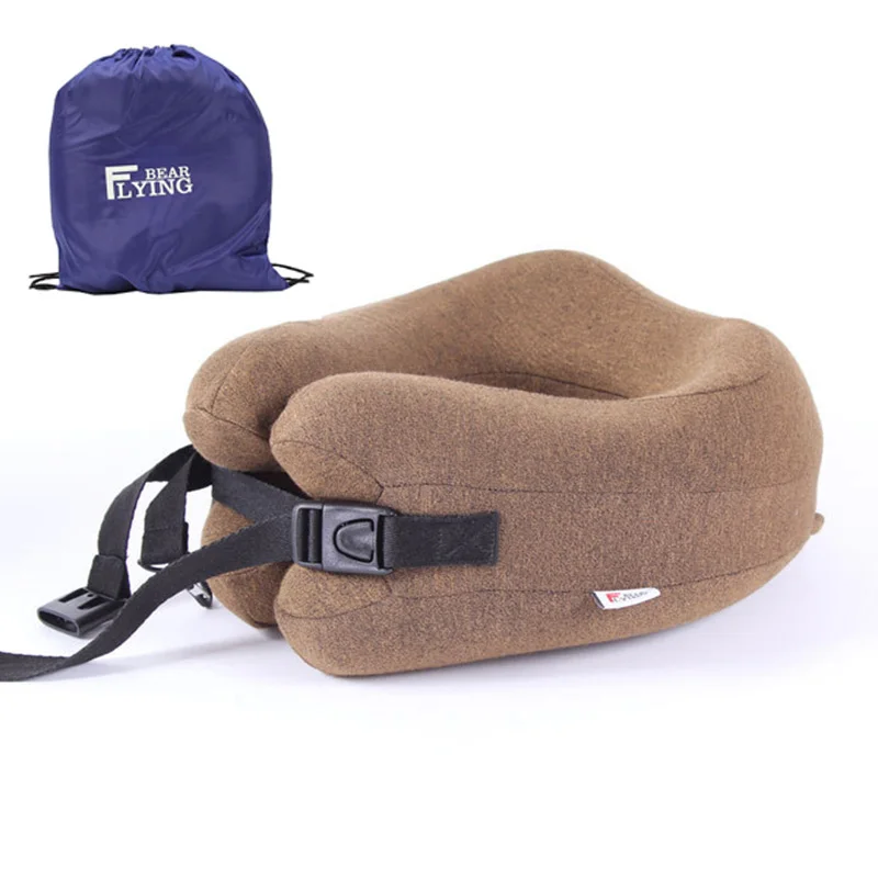 Brown 2 in 1 U-образная подушка для шеи, подходит для самолета, офиса, мужчин и wo, для обеда, памяти, хлопок, подушка для шеи, аксессуары для путешествий - Цвет: Brown 2 in 1
