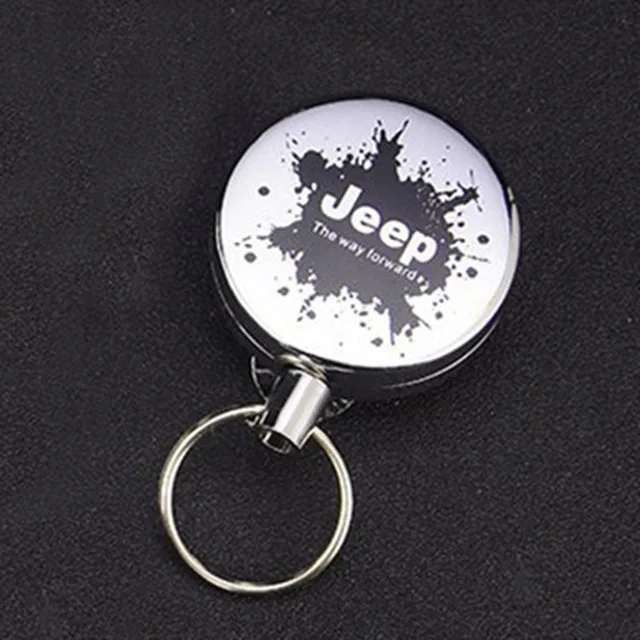 Jeep 5 стилей коробки для снастей для ловли нахлыстом втягивающее устройство инструменты со значком выдвижной держатель брелок кольцо рыболовные аксессуары - Цвет: Jeep