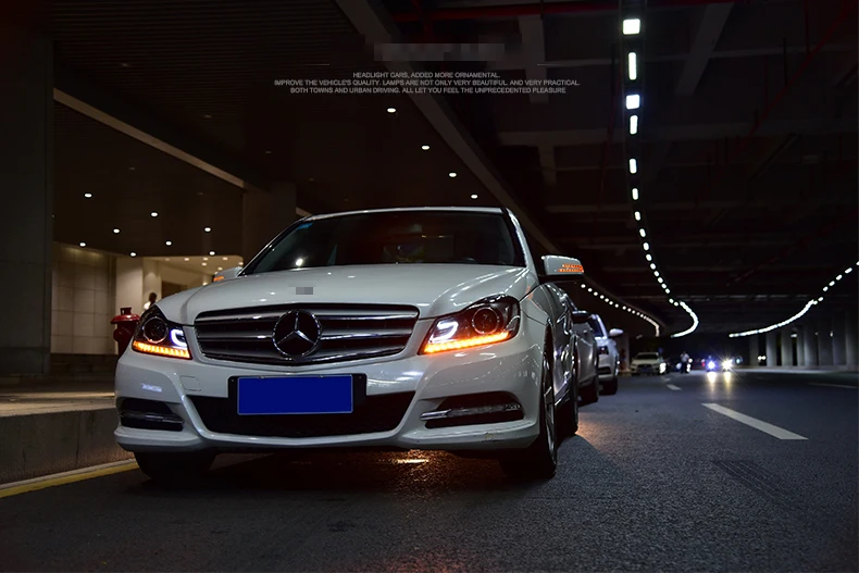 Автомобильный Стильный чехол для Mercedes-Benz W204 C200 светодиодный налобный фонарь 2011 2012 2013 год светодиодный налобный фонарь ксеноновая лампа