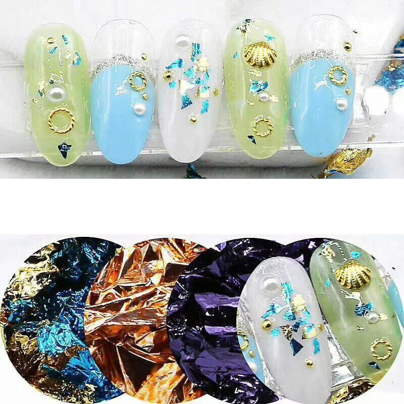 3d лак для ногтей цветной блестящий алюминиевый стикер фольги УФ Гель блестки с