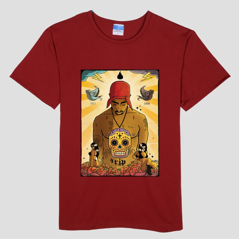 Американский рэппер 2pac Музыкальная тема мужская с коротким рукавом Футболки