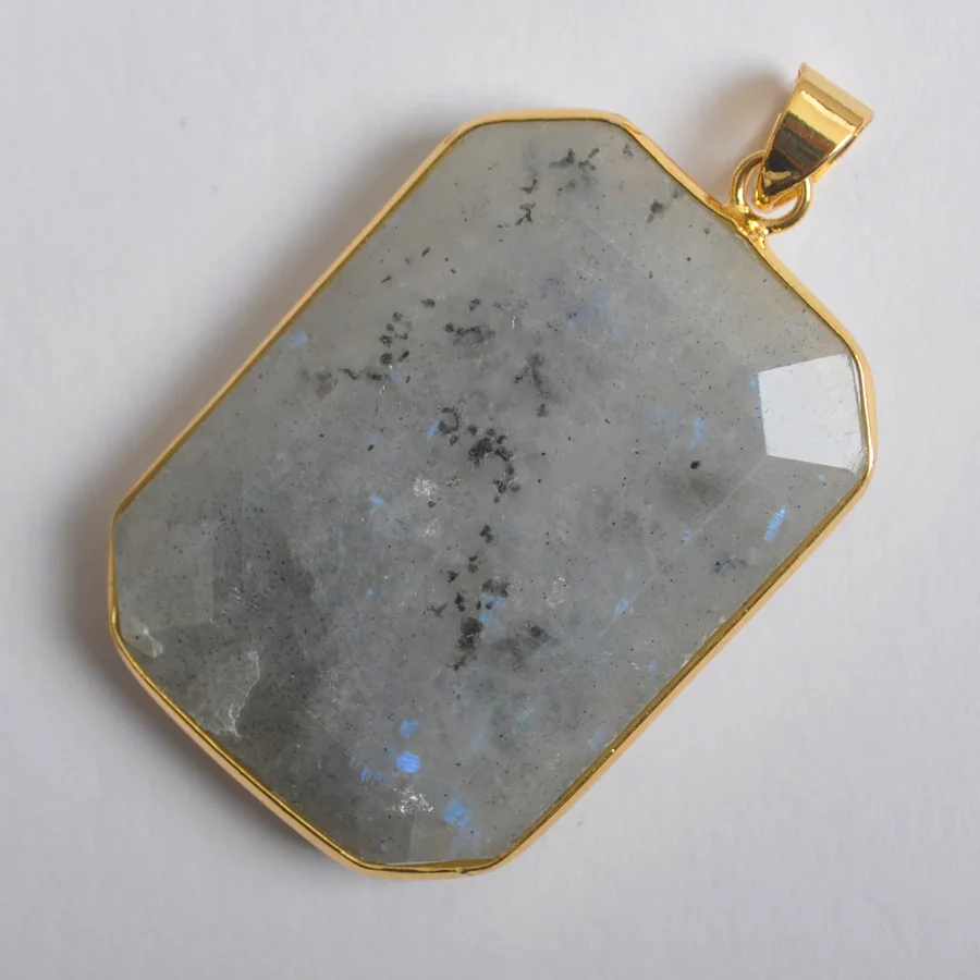 Free Shipping 44x26x6MM Natural Stone Bead Gray Labradorite Pendant 1Pcs K2042 | Украшения и аксессуары
