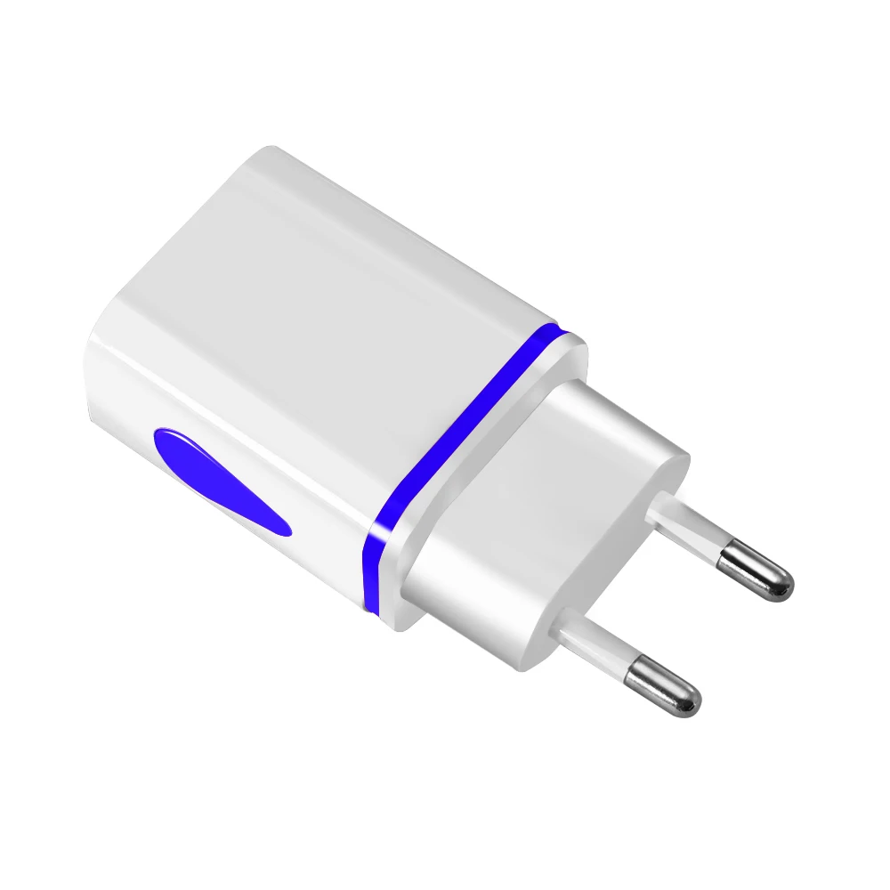 Blue OLAF Dual USB зарядное устройство для iphone Xs X 7 8 Plus, светодиодный адаптер с европейской вилкой, зарядное устройство с 2 портами, зарядное устройство для телефона Xiaomi Redmi Note 7 - Тип штекера: Blue