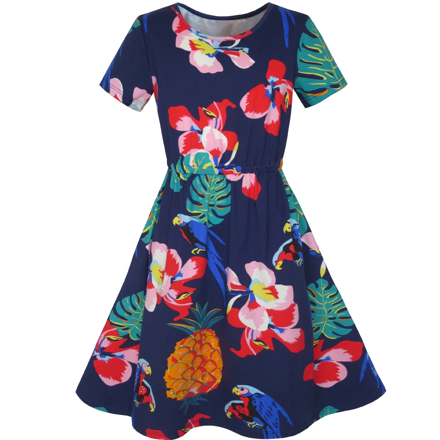 Sunny Fashion платья для девочек платье Красочный В полоску трикотажный Хлопок