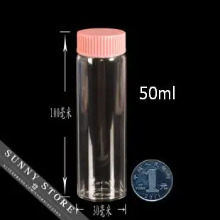 10 шт./лот 30x100 мм 50 мл пластиковая крышка винтовая стеклянные бутылки пустые