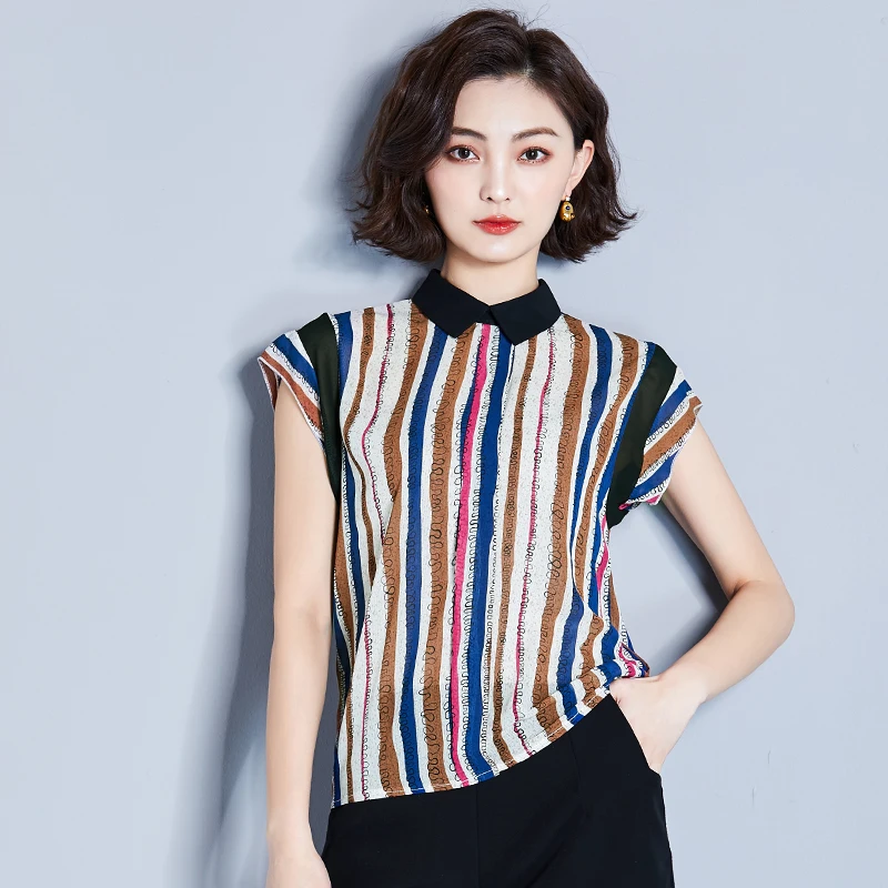 Темпераментные Женские полосатые короткие рубашки новинка 2019 Повседневная
