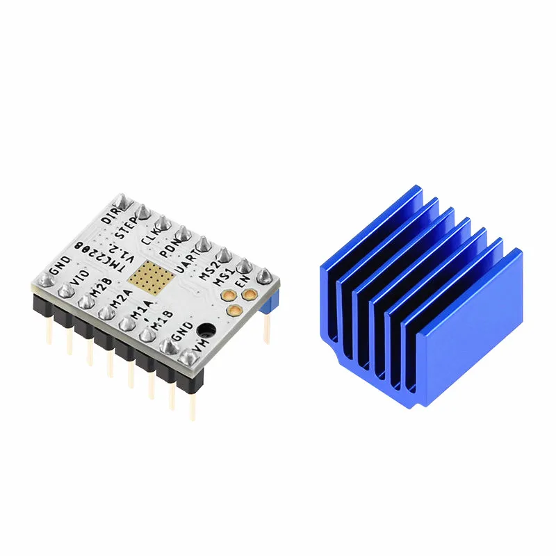 Супер Бесшумный модуль драйвера шагового двигателя TMC2208 V1.2 + радиатор для