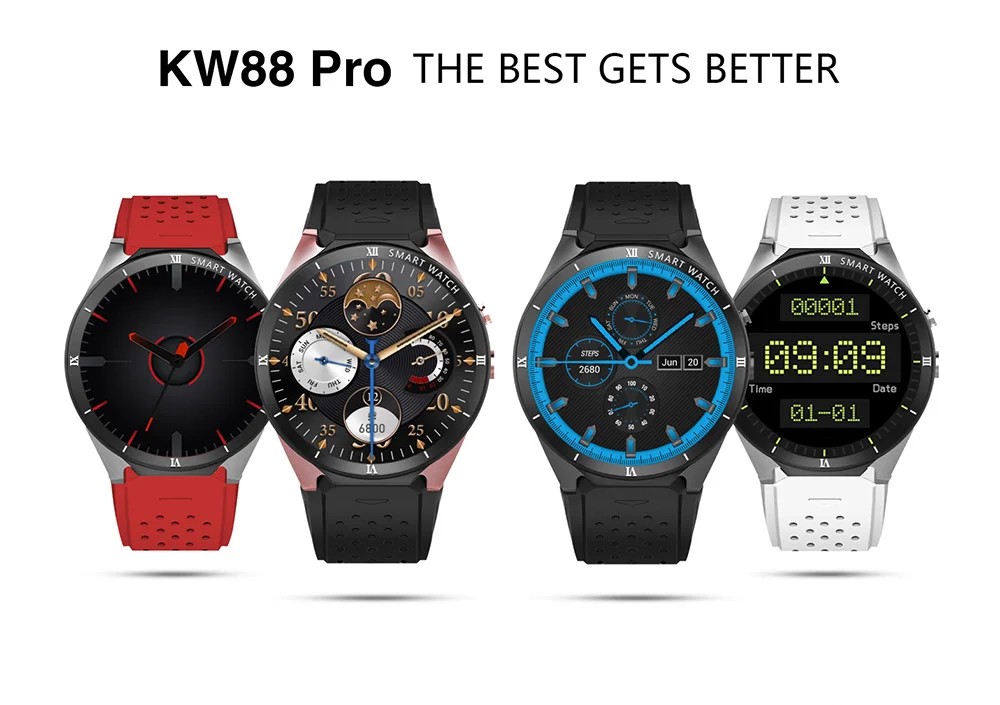 Смарт-часы KingWear KW88 Pro Android 7,0, 1 ГБ, 16 ГБ, 1,39 дюймов, четырехъядерный процессор, наручные часы, мужские часы с поддержкой Google store, голосовые gps карты
