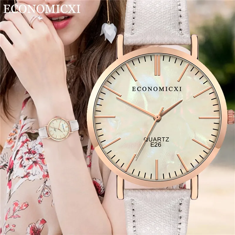 ECONOMICXI Брендовые женские кварцевые часы Деловые модные женское платье военные