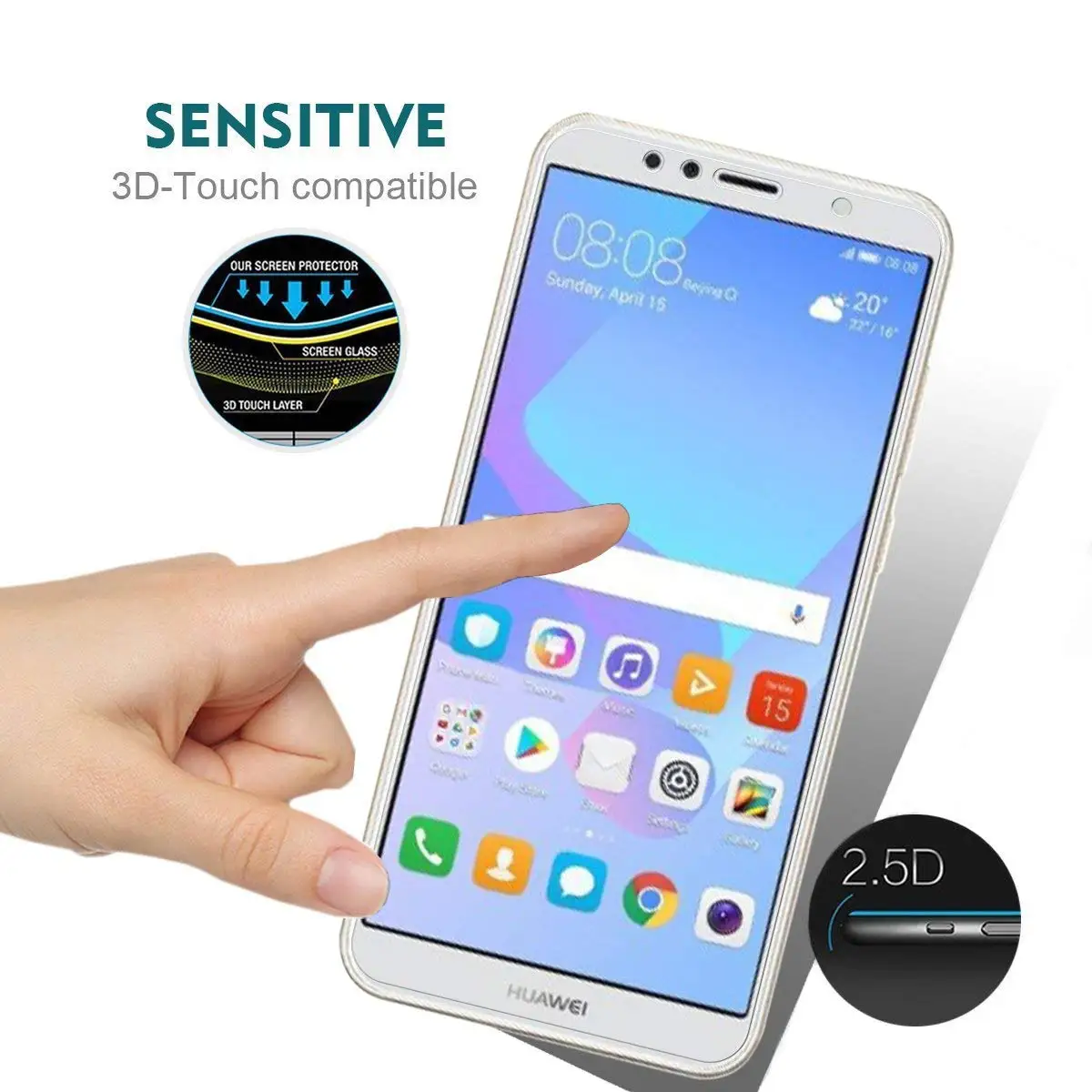 Для Huawei Y6 2018 Защитное стекло для экрана закаленное стекла с защитой против