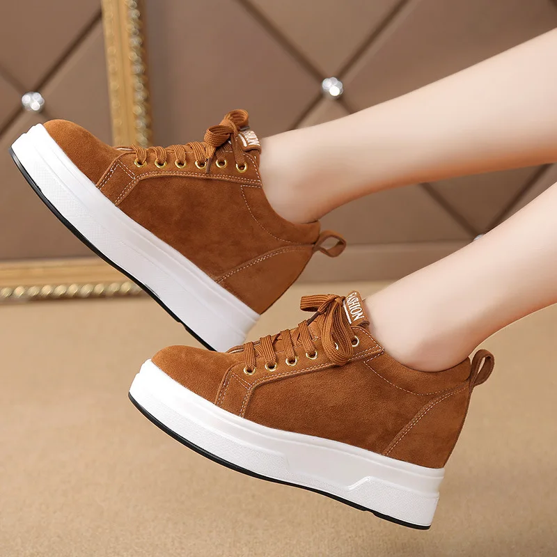 Hung Yau/кроссовки на платформе; женская Вулканизированная обувь; tenis feminino; повседневная женская обувь на шнуровке; сезон осень; цвет коричневый; женская обувь; американский размер 8