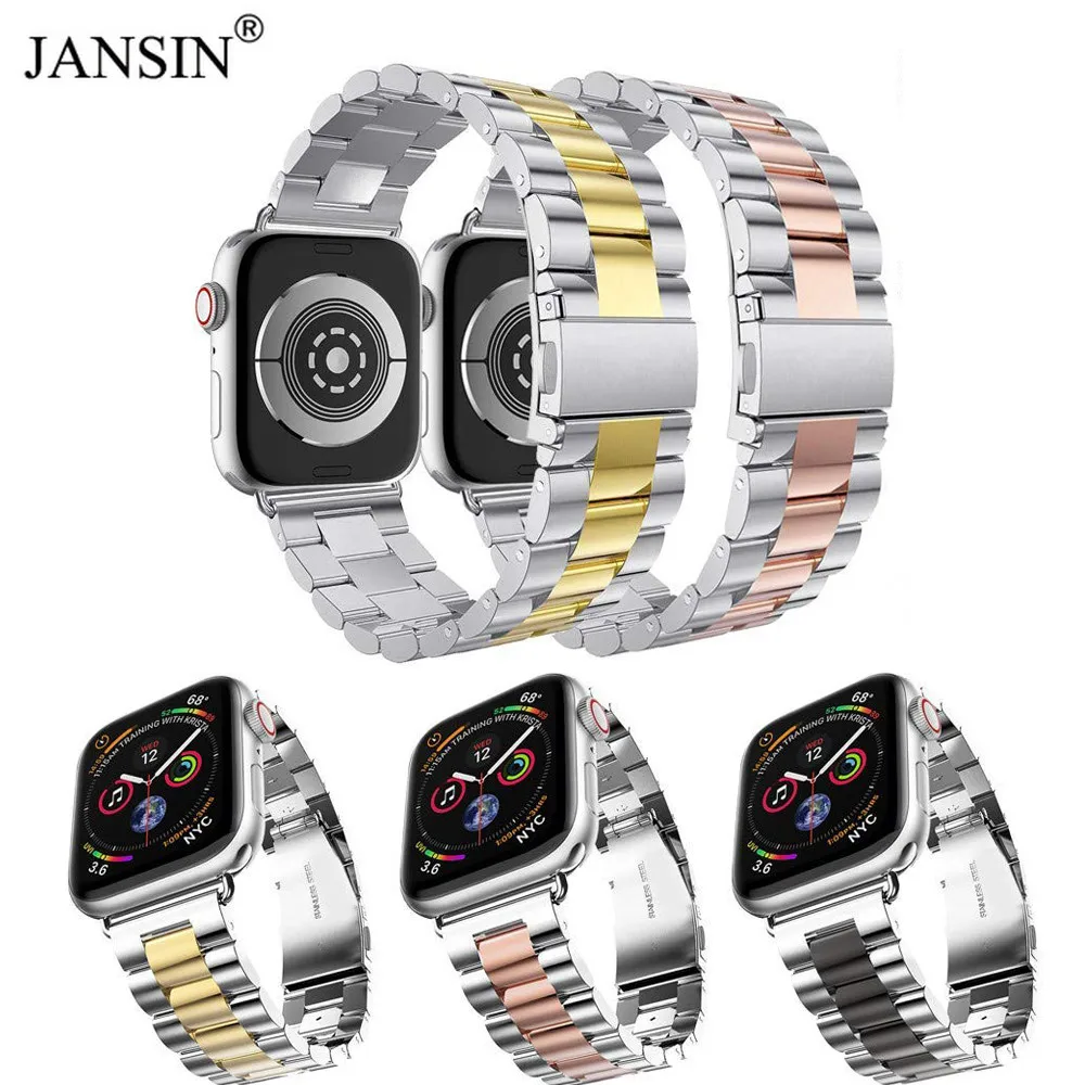 Ремешок для Apple Watch 44 мм 40 мм 38 мм 42 мм модный металлический спортивный браслет из нержавеющей стали ремешок для iWatch Series5 4 3 2 1 ремешок для часов