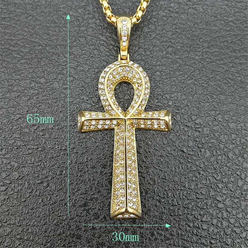 Хип-хоп ледяной Bling полностью Стразы Египетский Анкх подвеска в форме Креста