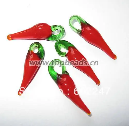 

Free Shipping, Handmade Lampwork Glass Pepper Pendant, Small Pepper Charms, 22x8mm, 100pcs/lot