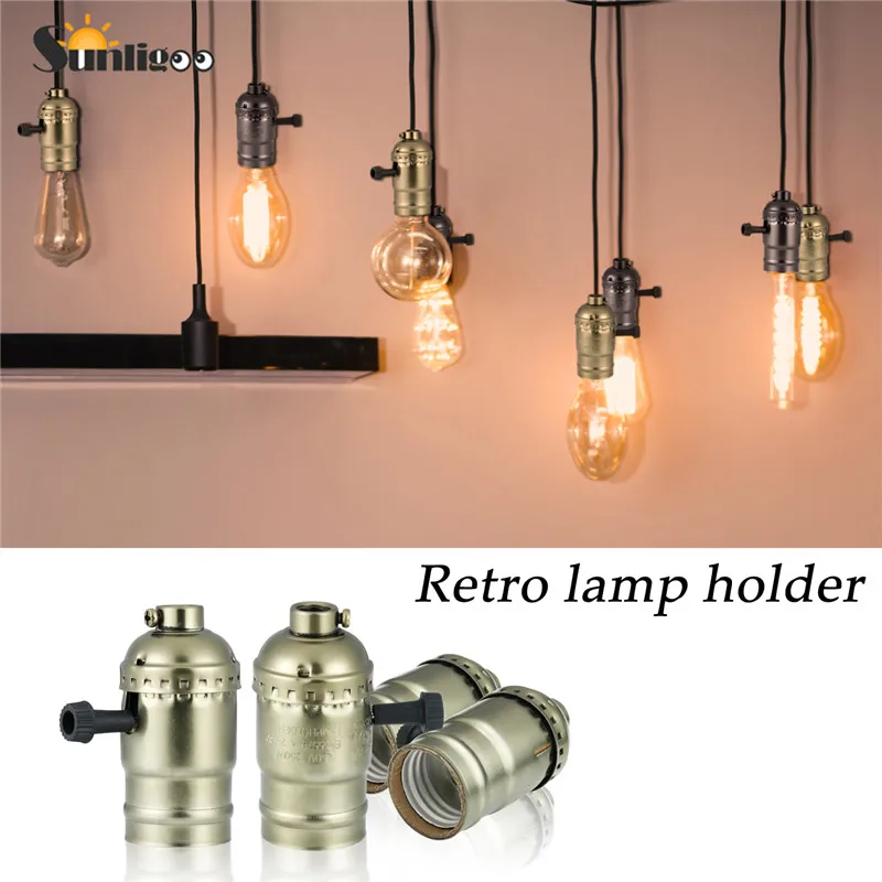 

Sunligoo E26 Light Sockets, 6 Pcs/Pack Edison Retro Pendant Lamp Holder, Industrial and Decorative for DIY Lighting Bronze/Black