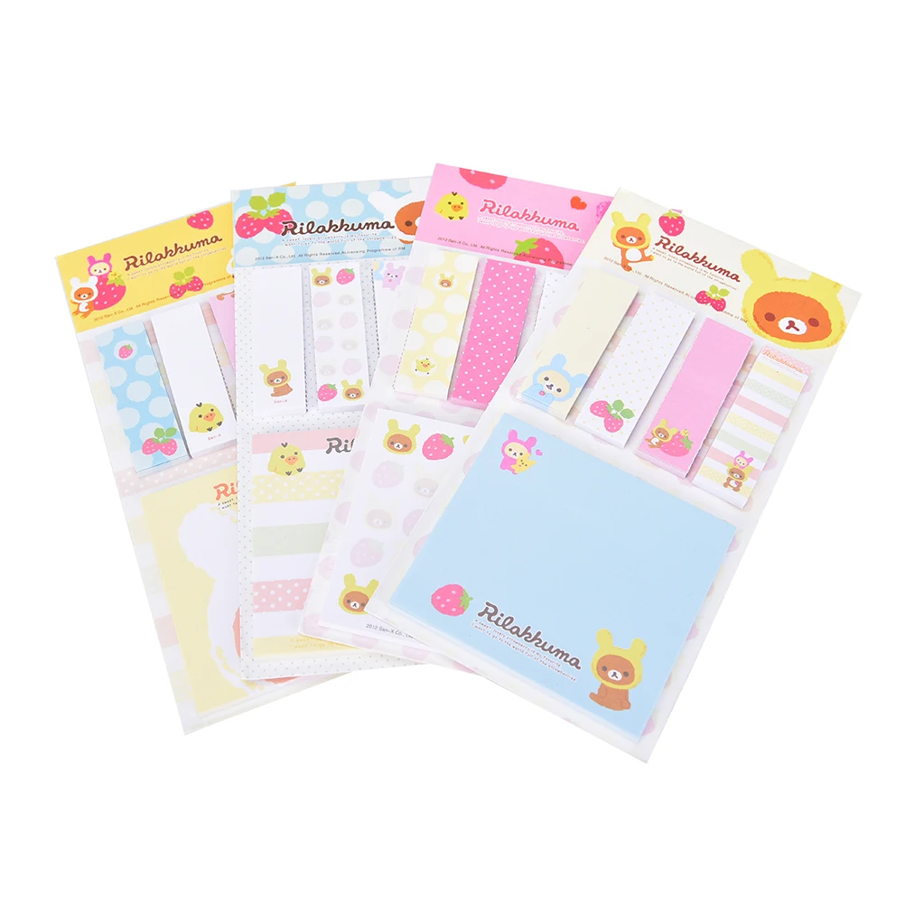 Korea Stationery Rilakkuma Cute Cartoon Bear Sticky Notes Post Memo Pad School Supplies Planner Stickers Paper Bookmarks | Канцтовары