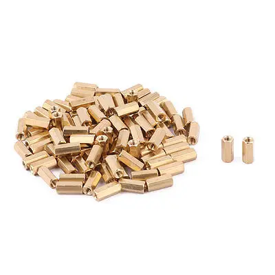 

100 Pcs M3 Female Threaded PCB Brass Standoff Spacer 11mm Height Gold Tone M3x11