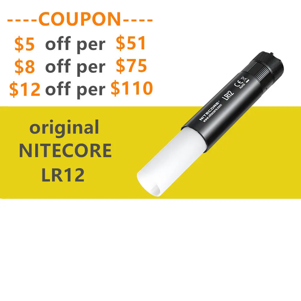 NITECORE LR12 конструкция «2 в 1 Фонари фонарик CREE XP-L HD V6 эффектно Выход до 1000 люмен 18650/CR123 батарея