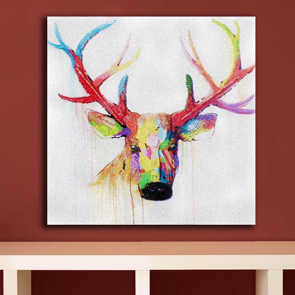 

Fashion Oil Painting Deer head pop art Paiting Home Decor On Canvas Modern Wall Art Canvas Print Poster Canvas Painting Unframed