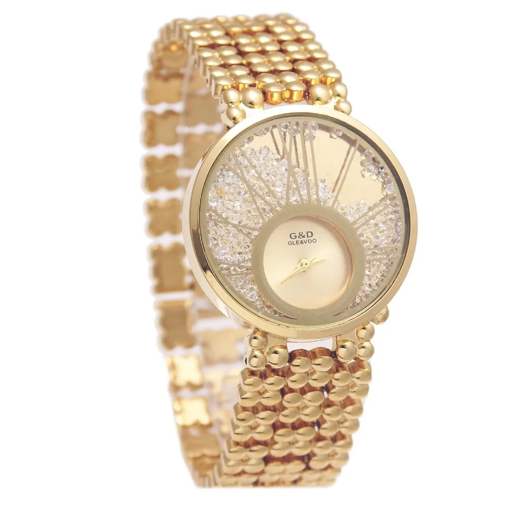 2017 брендовые роскошные женские кварцевые наручные часы G &amp D золотые с браслетом