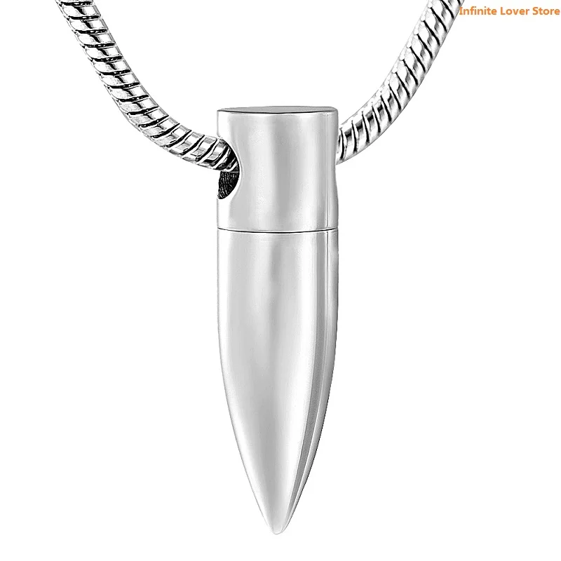 IJD11935 Stainless Steel Polish Bullet Charm Pendant Necklace Urn Ashes Memorial Keepsake Love Token Holder | Украшения и