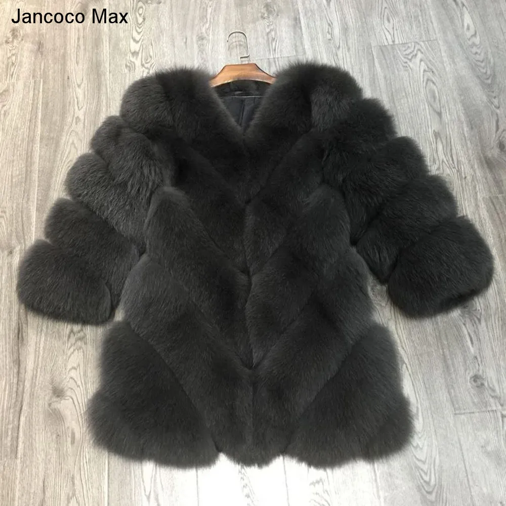 Jancoco Max Lady модное зимнее теплое длинное пальто из натурального Лисьего меха, женская верхняя одежда из натурального меха, Новое поступление S7152