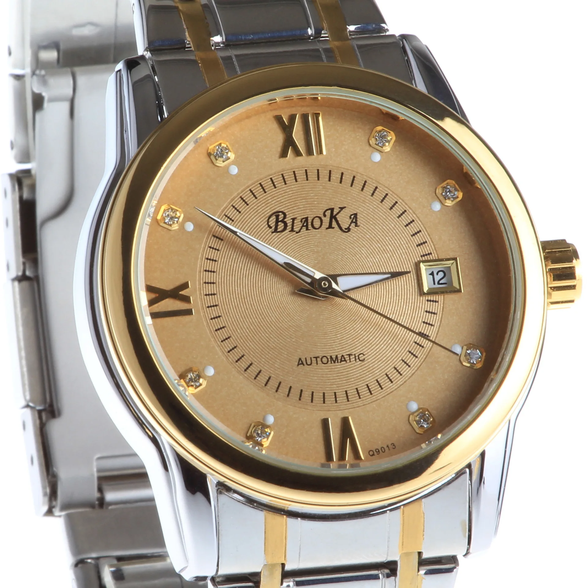 Мужские наручные часы BIAOKA золотистые водонепроницаемые с календарем