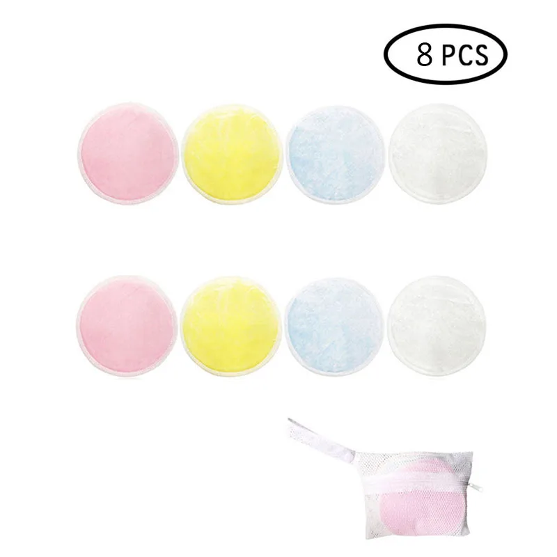 8pcs Cotton Pads 4/8 шт. многоразовые Ватные диски для макияжа средство для снятия макияжа для лица двойной Слои подушечки для чистки ногтей колодки моющиеся Make Up с сетчатый мешок - Цвет: 8pcs Cotton Pads