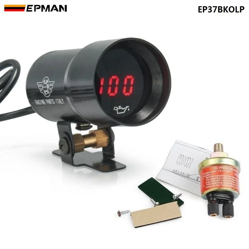 Черный Спортивный EPMAN 37 мм микро цифровой датчик давления копченого масла 3-4-6-8 цилиндровые двигатели черный для Ford FOCUS 2,0 EP37BKOLP - Цвет: Черный