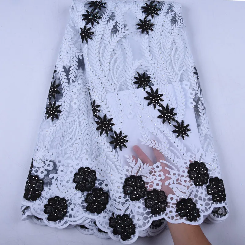 Pure White Milk Silk Lace Fabric Bridal Materials African Latest French Nigreian Voile With Stones F1571 | Дом и сад