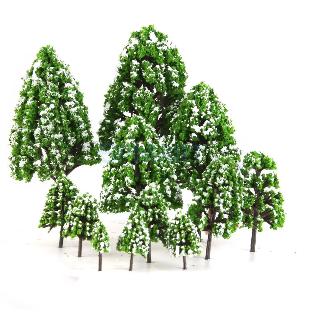 12pcs Poplar Trees Model Train Snow Scenery 2.5-16 cm 1:500-1:50 | Building Kits