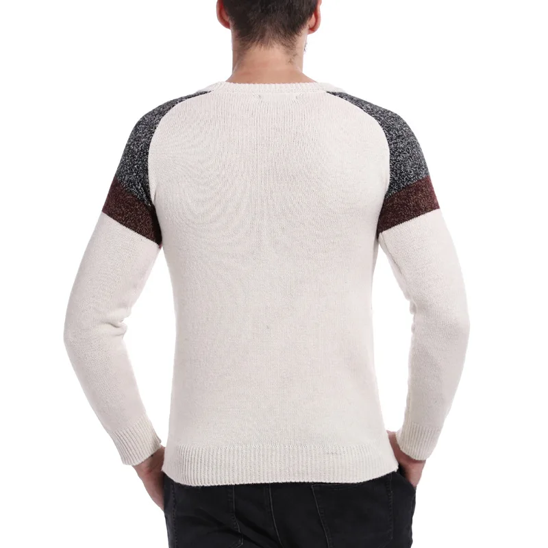 Модный мужской свитер с круглым вырезом осенне зимний вязаный рукавом реглан