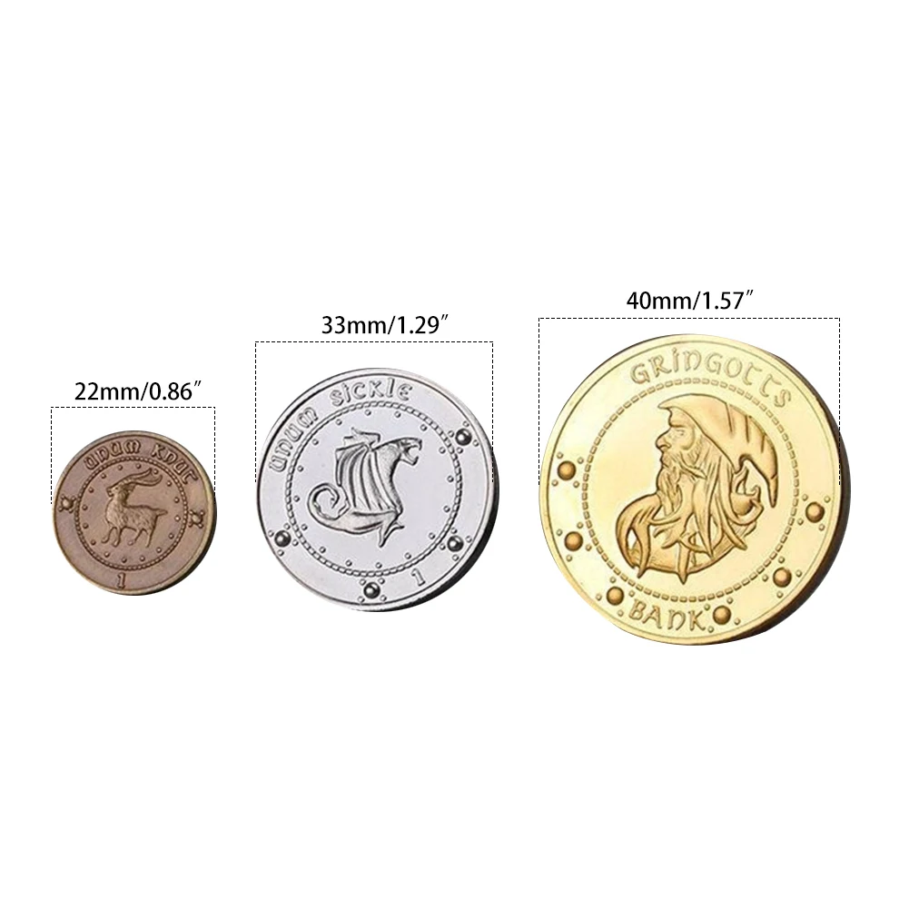 3 шт. памятные монеты, набор значков для монет Unum Kout Unum Galleons Unum Stckle Gringotts Hogwarts Bank Wizarding Coin Set