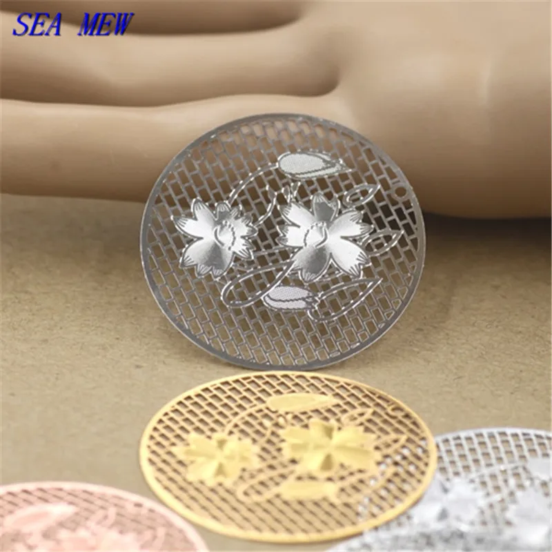 SEA MEW 20 шт. 36 мм круглые полые филигранные разъемы металлические медные