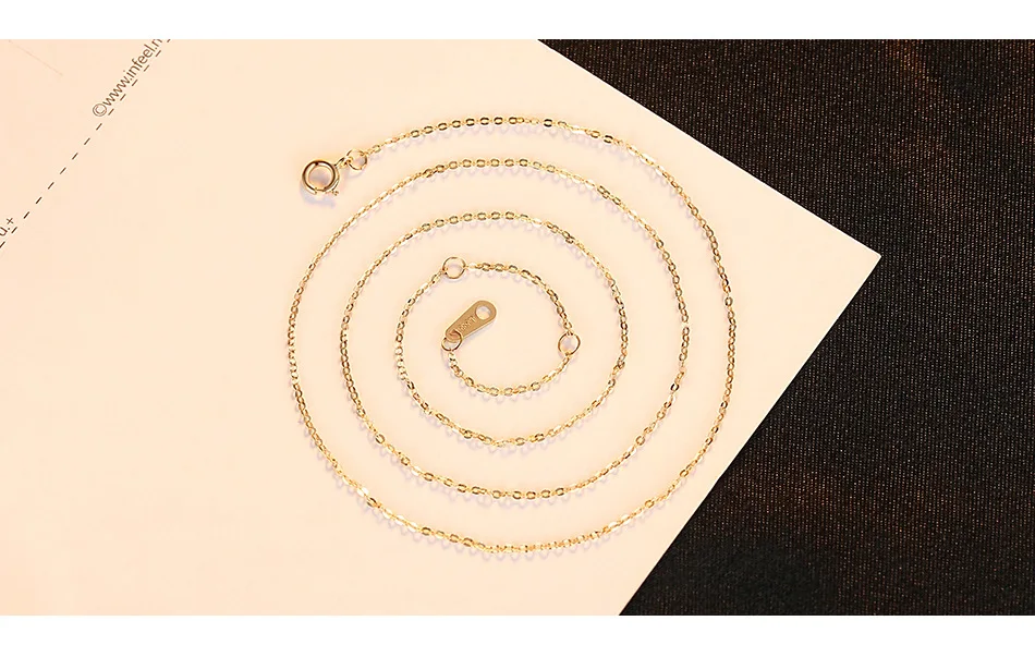 Классическая простая цепочка, настоящее ожерелье, 14 K, золотое ожерелье, модное простое ожерелье круглой формы, Женские Ювелирные аксессуары