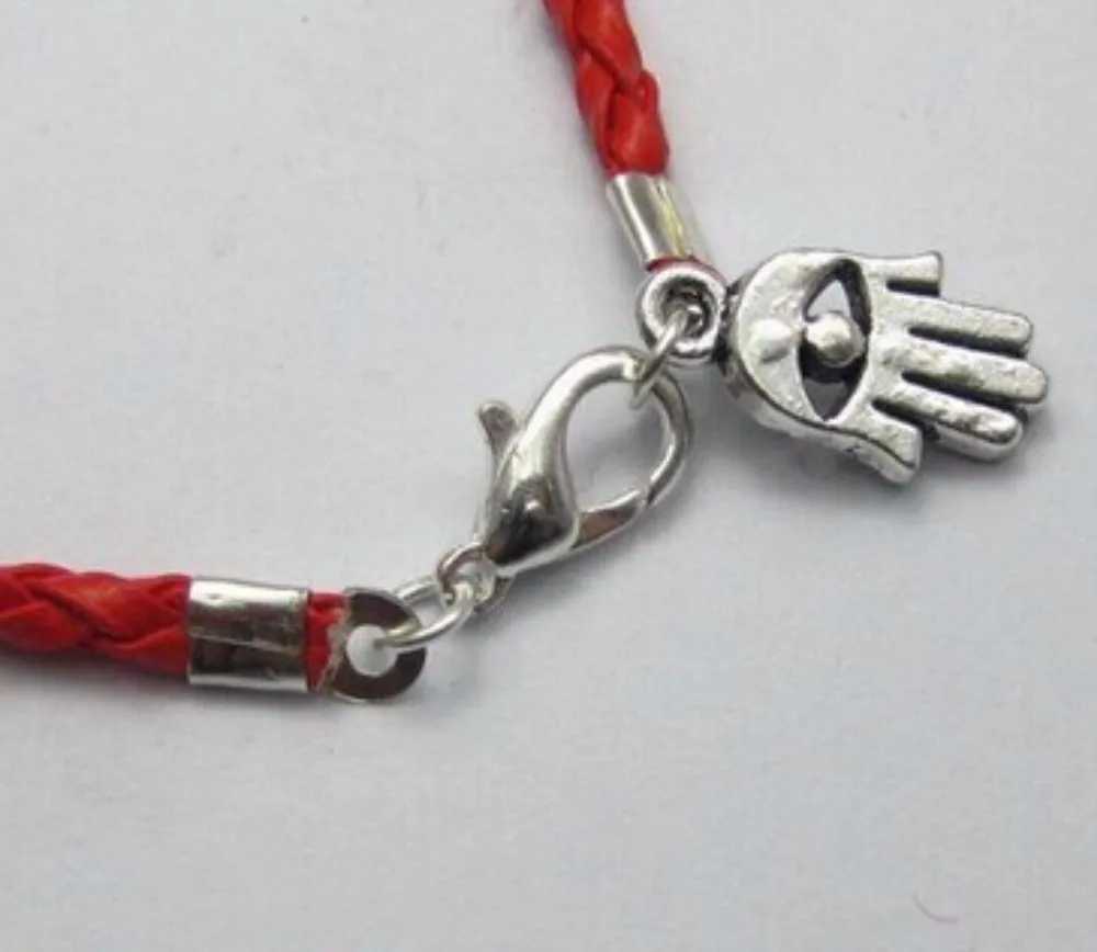 10 шт. Смешанные Подвески на удачу кабала Хамса Красные Кожаные плетеные